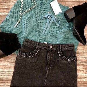 Black denim skirt size small (fits like a 2)